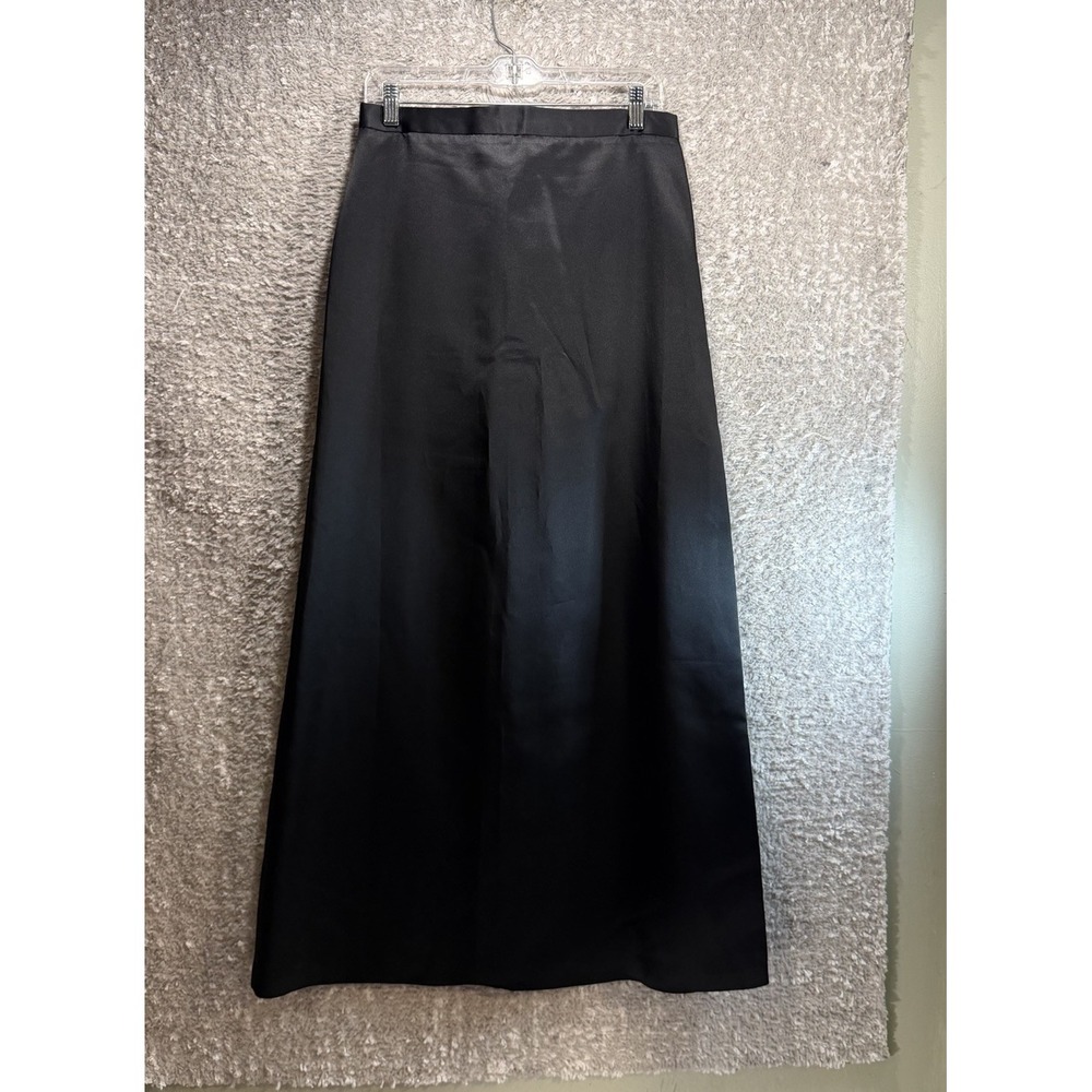Jr Nites By Caliendo Black Satin Long Maxi Skirt 8, Vintage 29W Academia Preppy